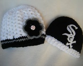 Crocheted Chicago White Sox's Baseball Hats, Cubs, Yankees, Padres Cardinals, Reds Inspired (You Can Choose Any MLB Team) - Made to Order