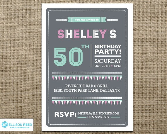 50th Birthday Invitation - 30th Birthday Invitation - 40th Birthday Invitation - Over the hill - Adult Birthday - Birthday Printable Il_570xn