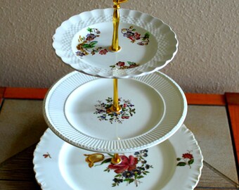 3 Tier Dessert Server Cake Cupcake Wedgwood Plate Stand Weddings Tea Party Elegant Events Wedgewood