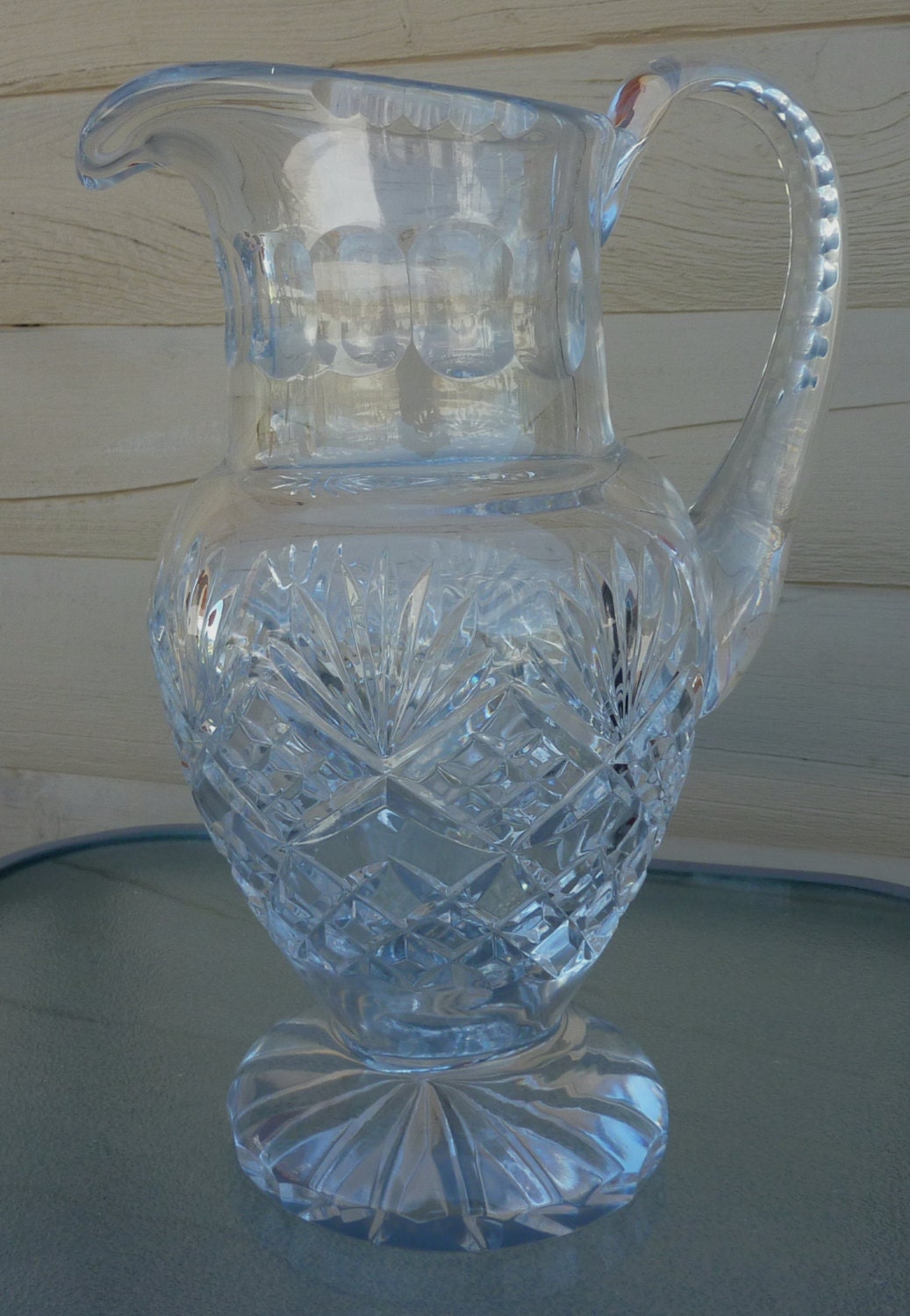 Vintage Leaded Glass Water Pitcher 9330