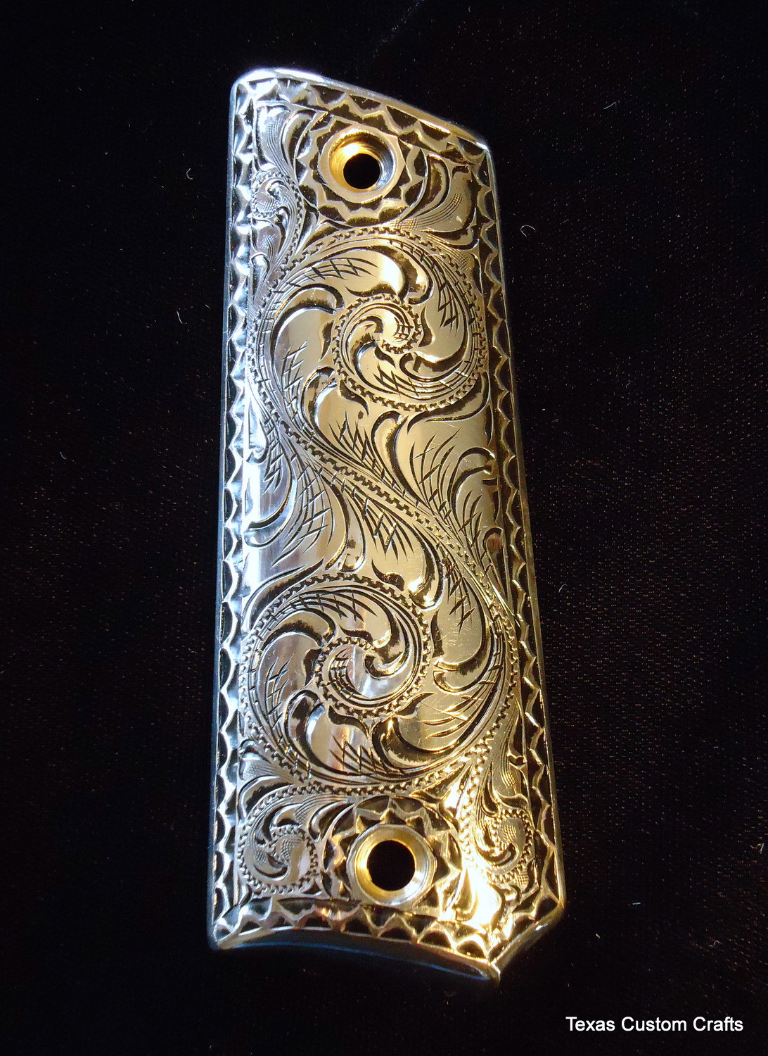 1911 Pistol Grips With Full Hand Engraved Western Floral 9430