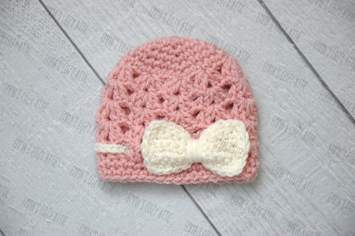 Twin girls photography set newborn girl bow hat in cream and