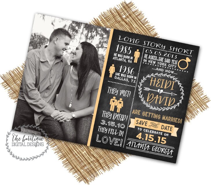 SAVE THE DATE Timeline Chalkboard Long Story Short Heres Our