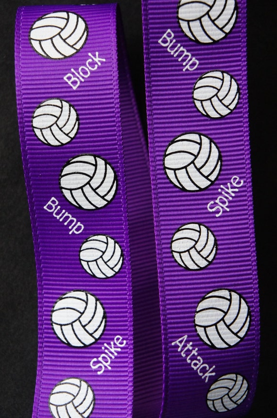 10Yd Sporty Volleyball 7/8 Purple Grosgrain Ribbon by doreme1212