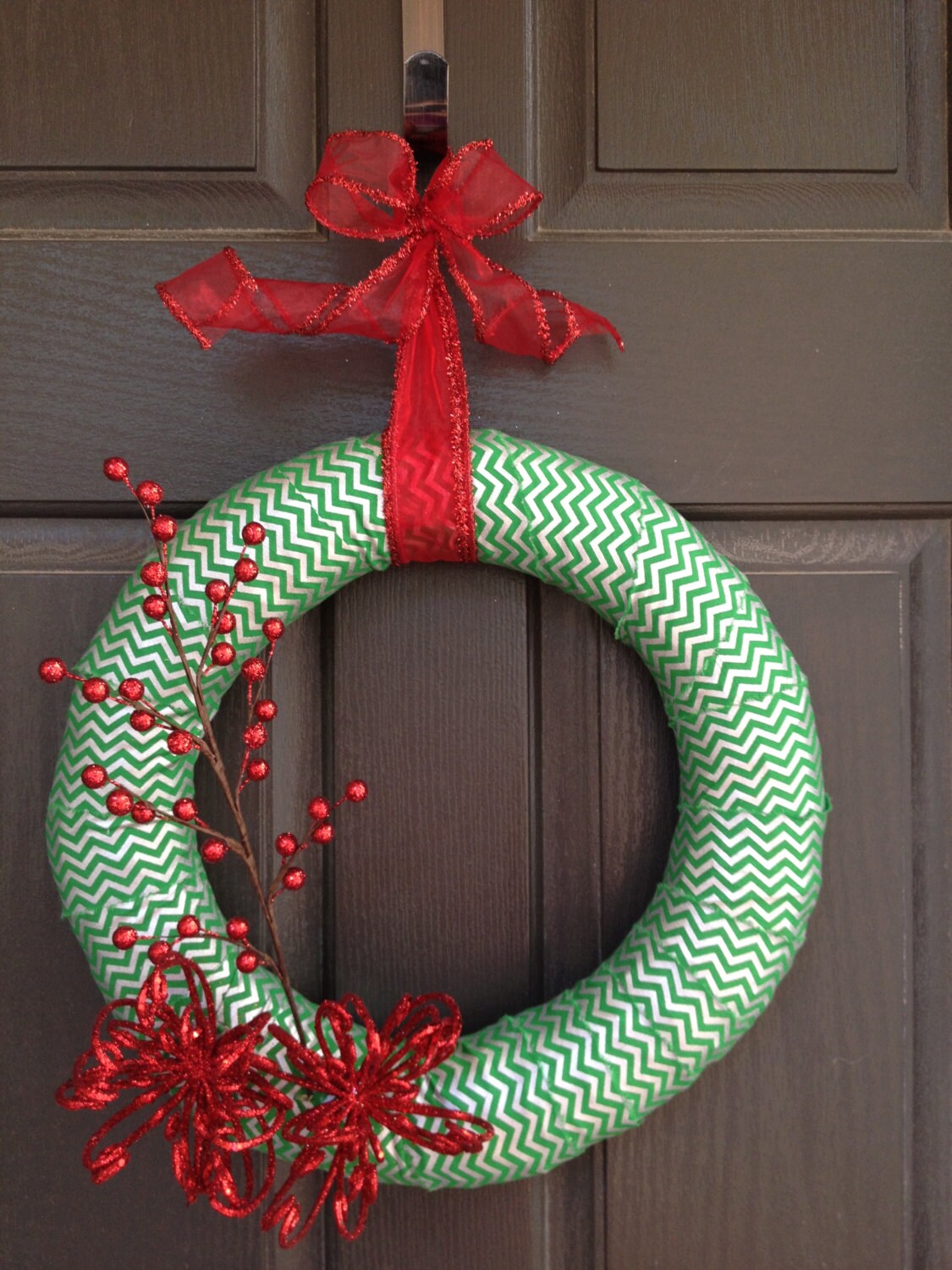 Christmas Green Chevron Sparkly Wreath super sale