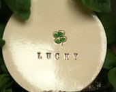 St. Patrick Shamrock Pottery Dish  Small Lucky Clover Ceramic Ring Holder White Green Plate
