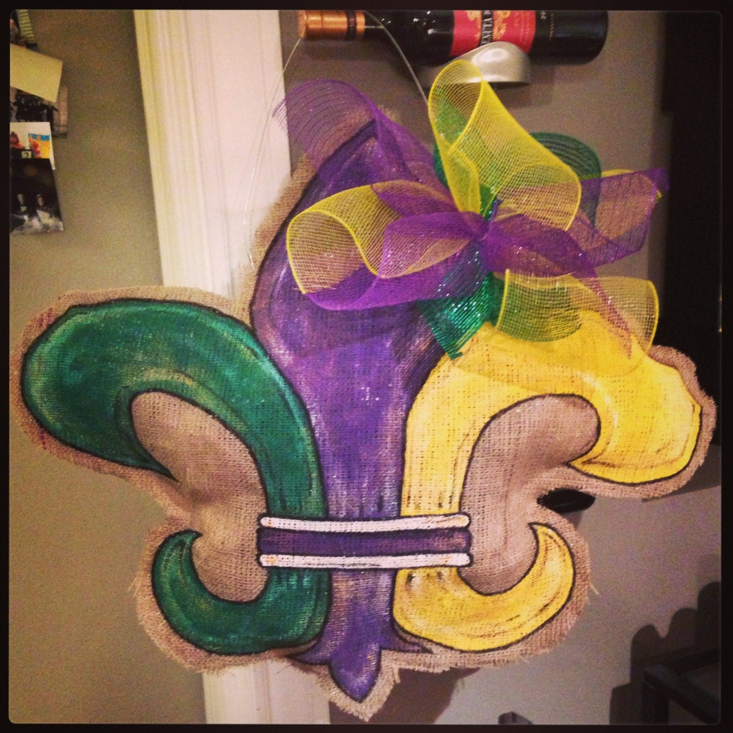 mardi gras burlap door hanger