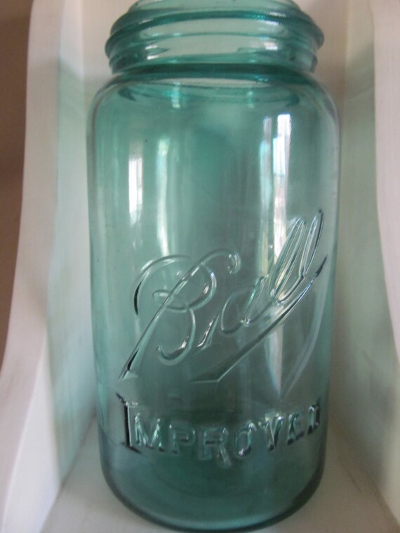 Antique Blue Glass Improved Mason Ball Jar by HBakerStudio on Etsy