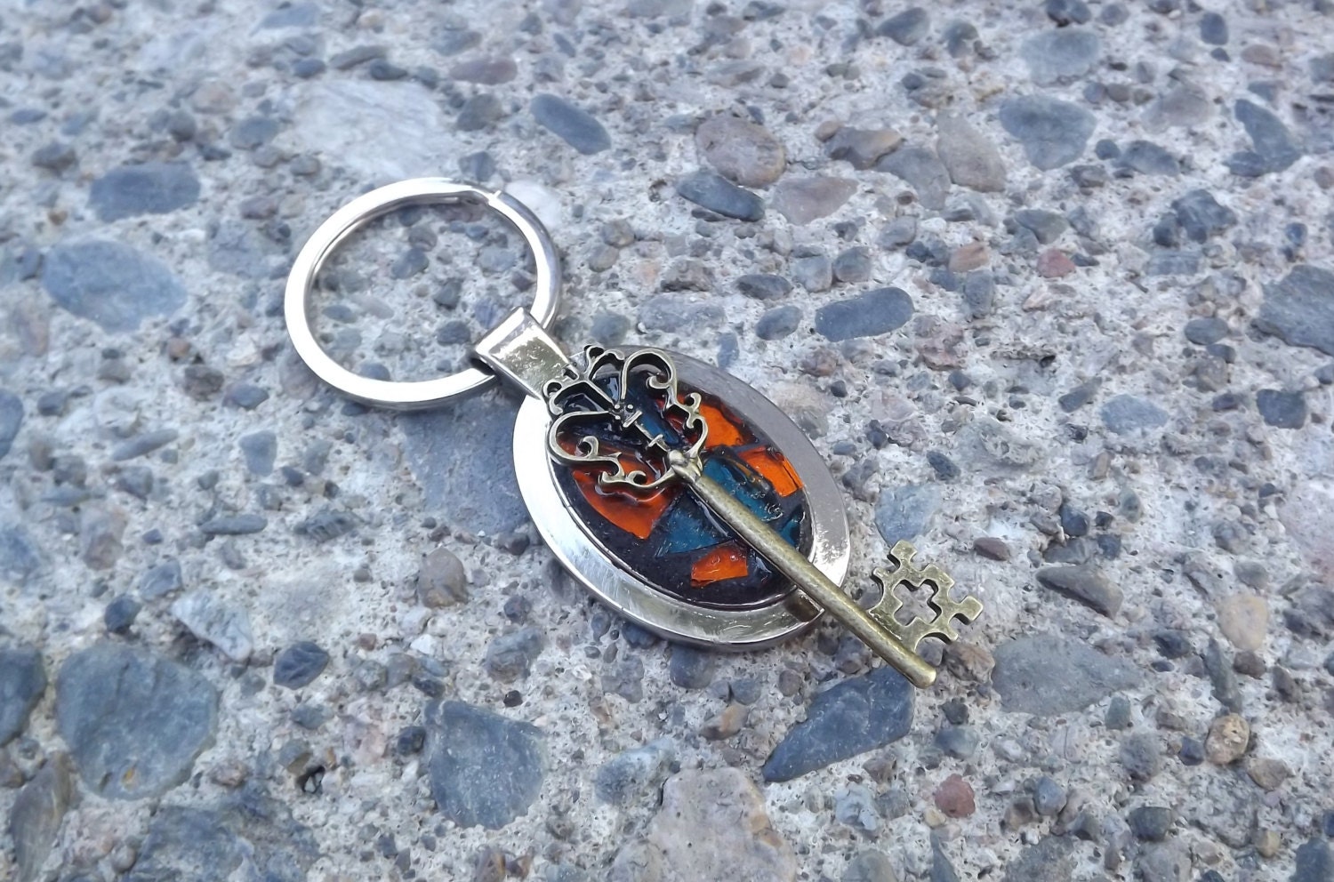 Mosaic Key Chain Stained Glass Key Chain by PiecesofhomeMosaics