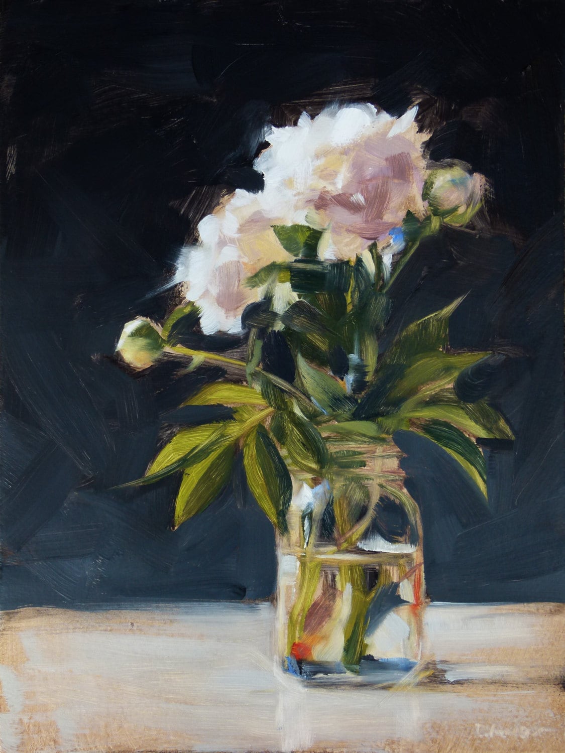 Oil Painting of Peonies in a Jar