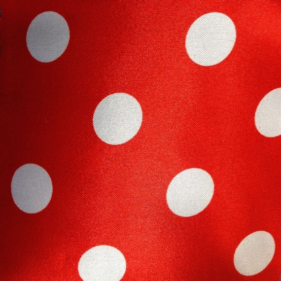 Items similar to White Dots on Red Satin Charmeuse 60 Inch Fabric by ...