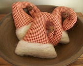 Primitive Homespun Santa's Hat Ornaments/Tucks/Bowl Fillers With Real Wool Trim