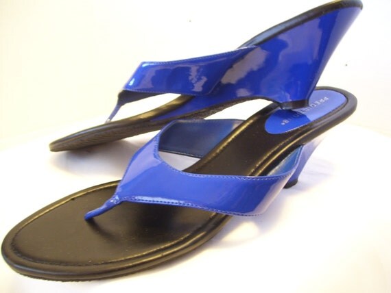 Women' Shoes Size 11 Royal Blue Shiny Patent Sandals Summer Resort ...