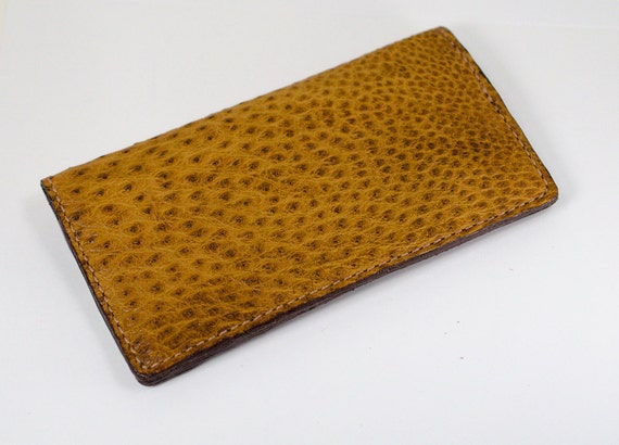 Genuine Ostrich Leather Checkbook Wallet by MargaretVera on Etsy