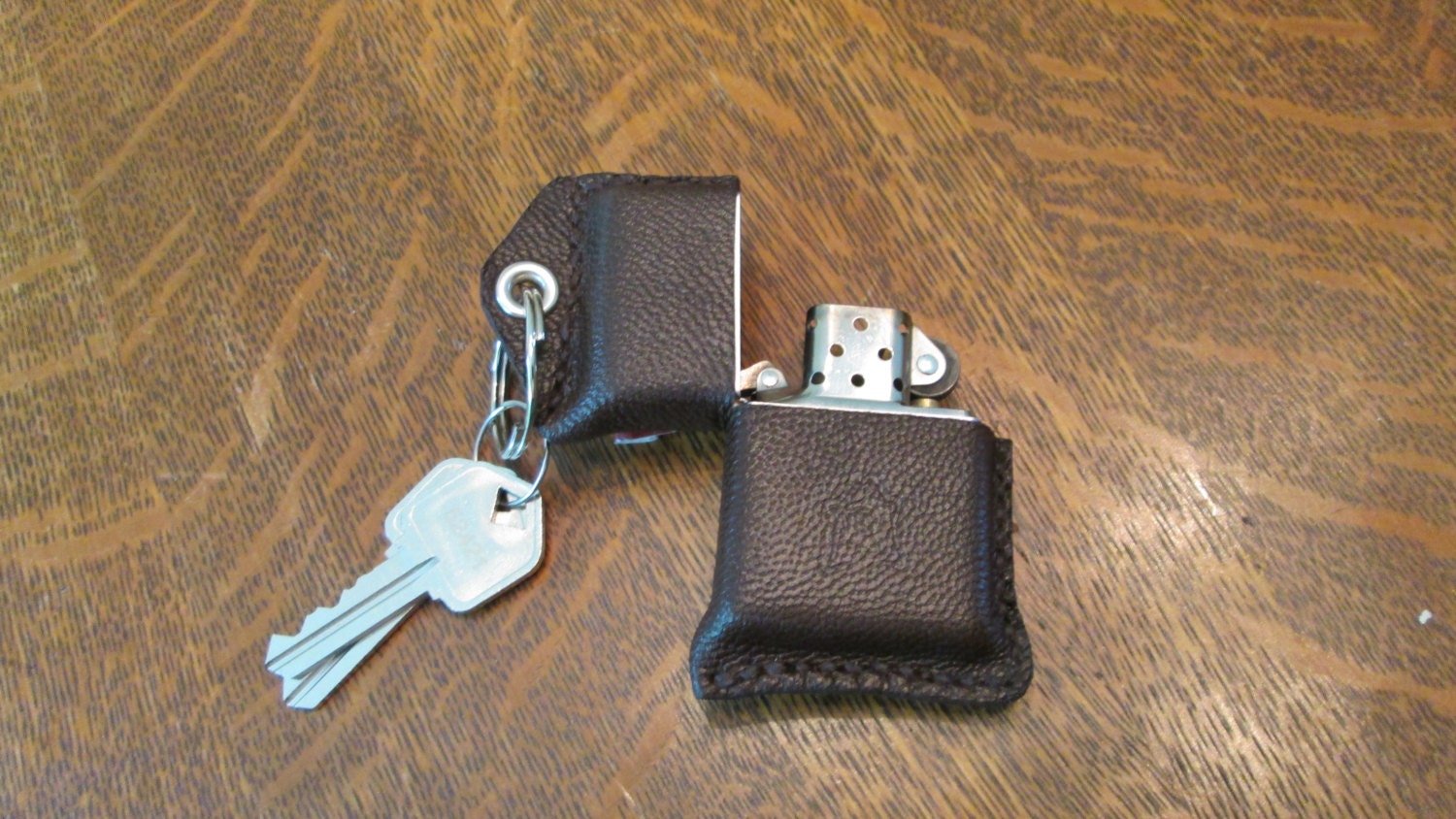 ZIPPO Lighter with Leather Key Fob Case