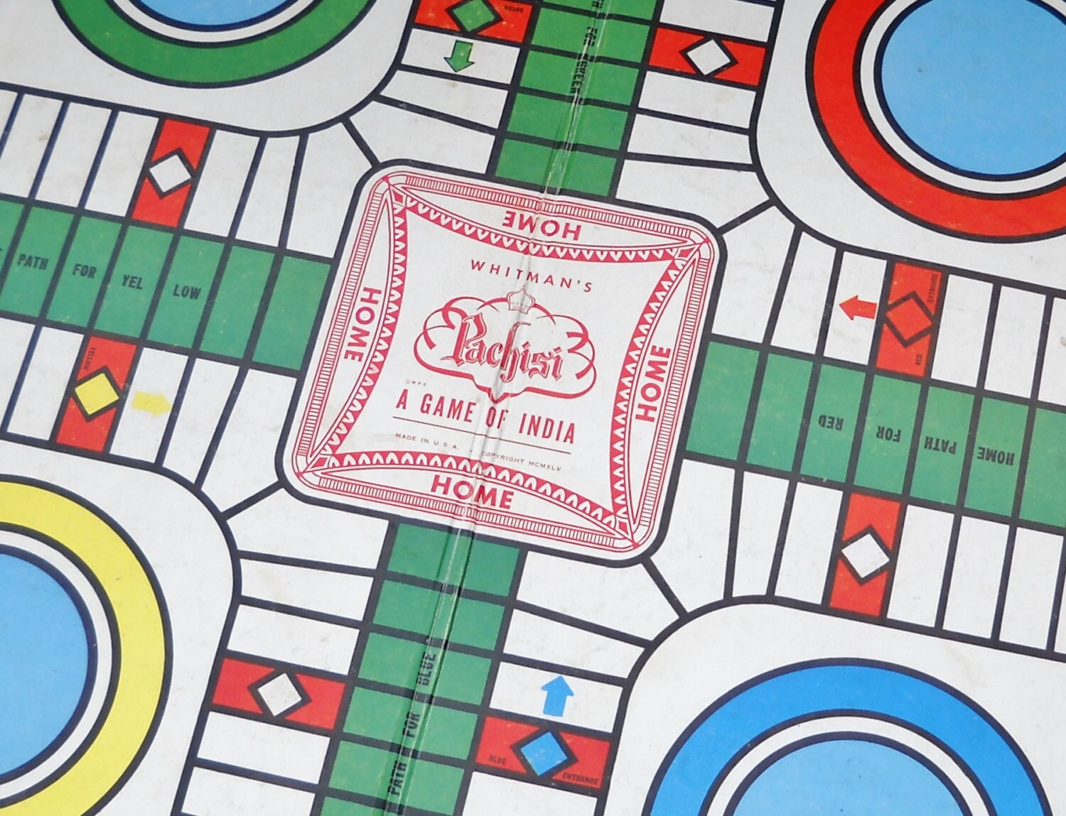 Vintage Pachisi Game Board Game of India Parcheesi