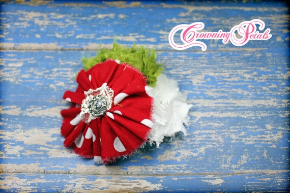 Holiday Hair Clip Christmas Hair Accessories Red Shabby