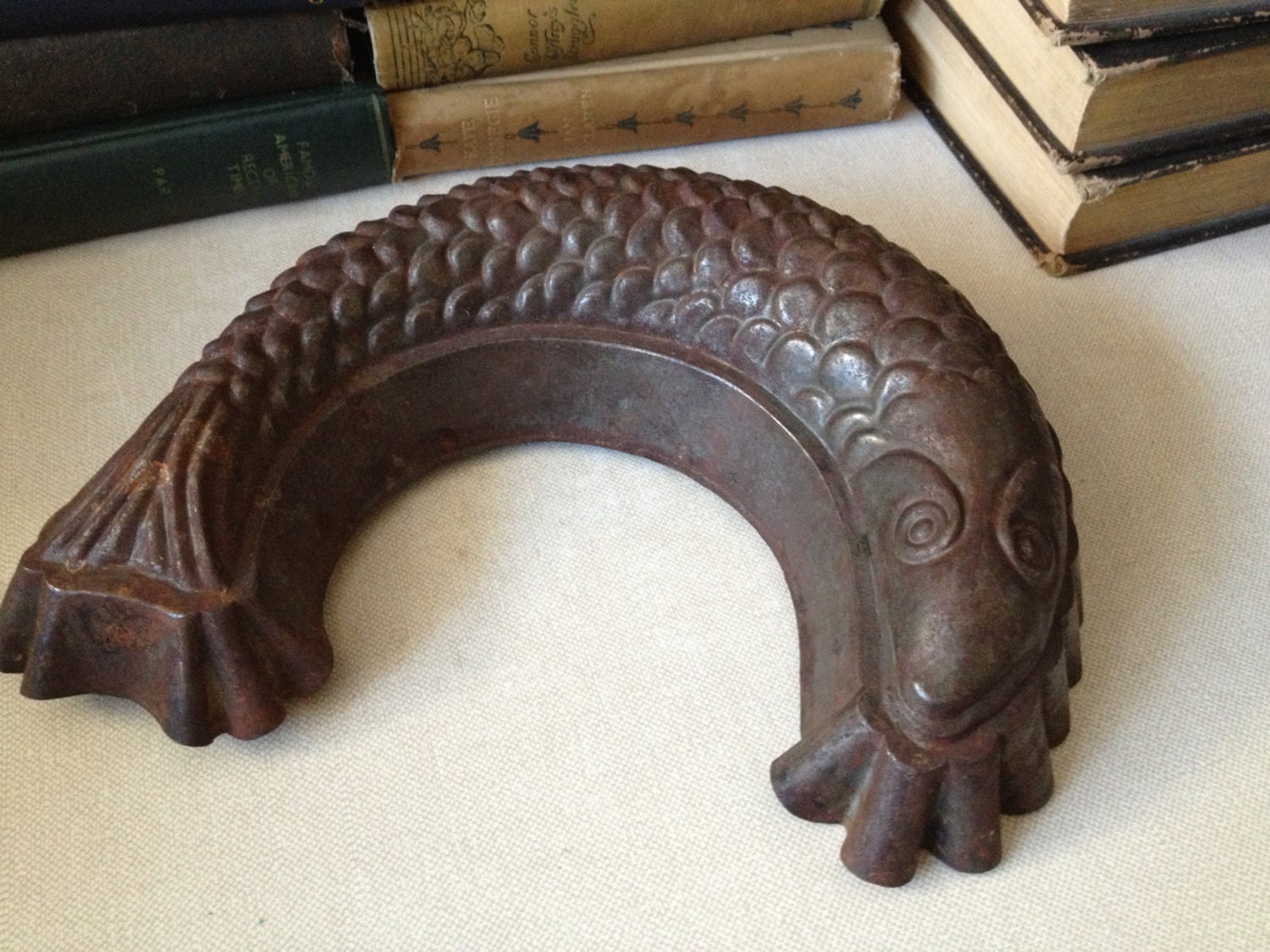 Antique Tin Fish Mold Pate' Mold Dessert Mold Tin Fish