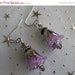 Handmade beaded earrings, flower, Czech Glass, silverplate, purple