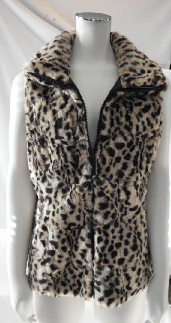 Vest Reversible waterproof Cheetah print Faux Fur Boho