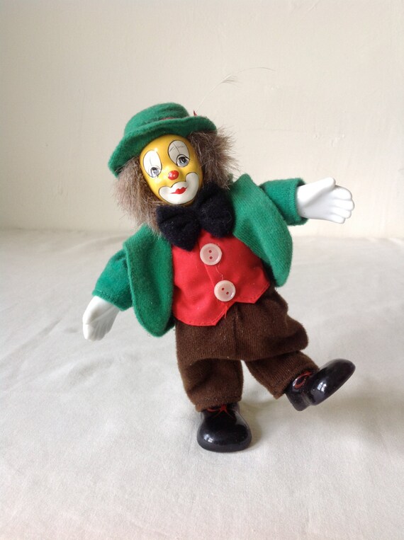 Vintage Poseable Porcelain Hobo Clown Doll 7