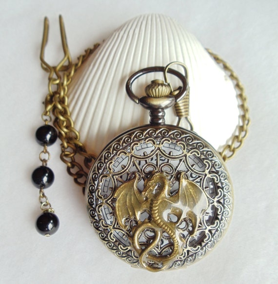 Dragon pocket watch men's pocket watch with bronze dragon