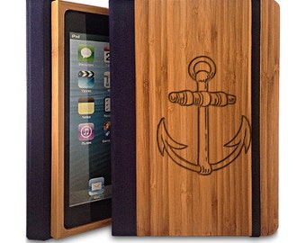 Anchor - Bamboo Wood iPad 2/3/4 Case, Wood iPad Case, iPad 2/3/4 Bookcase