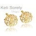 10K, 14K Solid Gold or Silver Personalized Handmade Script Monogram Initials Earrings, Stud Earrings - Yellow, Rose or White Gold