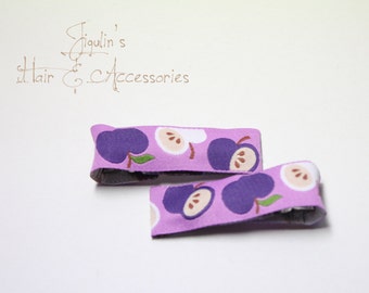 Children hair clip - Woven ribbon lined clips