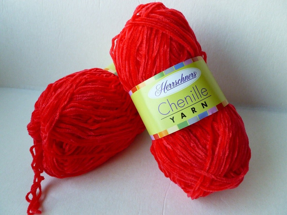 Yarn Sale Red Chenille yarn by Herrschners