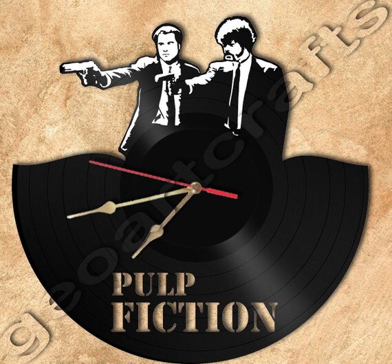 Wall Clock Pulp Fiction Theme Vinyl Record Clock by geoartcrafts