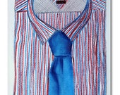 Boys Room Decor, Kids Wall Art, Boy Nursery Decor, Prints for Kids Room, Stripped Shirt, Blue Red White, Children Decor, Art Print 8''10''