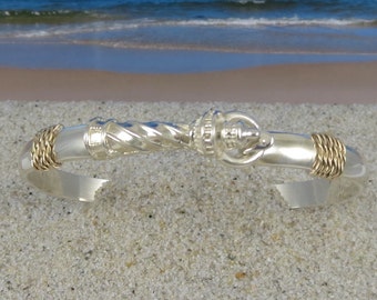 Lighthouse Bracelet Hand Crafted on Cape Cod of Sterling Silver and solid 14k gold
