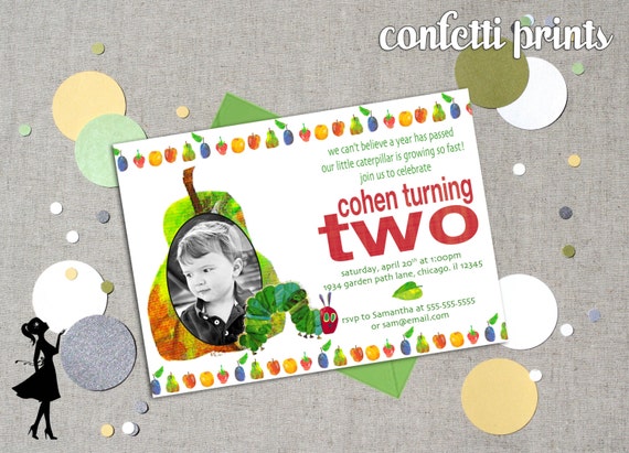 VERY HUNGRY CATERPILLAR Birthday Invitation / Photo Card Printable Il_570xn