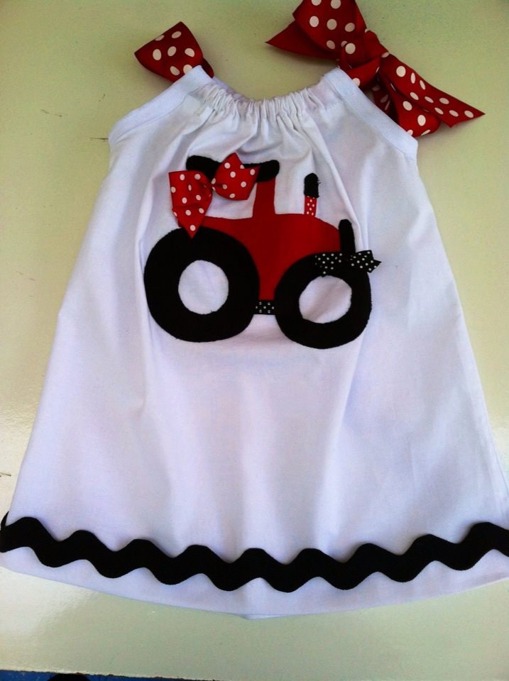 Baby Girls Toddler Girls Red Tractor sun dress/ pillowcase