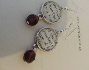 Les Miserables Enjolras Revolution Book Page Earrings
