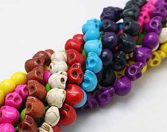 Skull Beads Halloween Beads Bulk Beads Wholesale Beads Assorted Beads 9x8 20 Strands