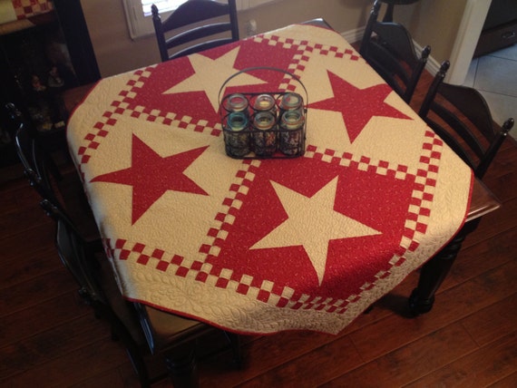 Checkerboard Stars Quilt kit red version by myreddoordesigns