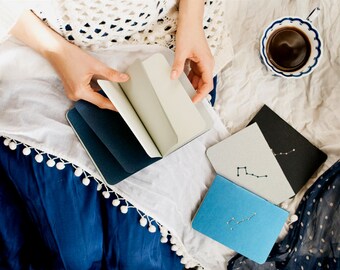 Deep Blue notebook-sketchbook with a carved pattern - constellation "Ursa Major" (small size)