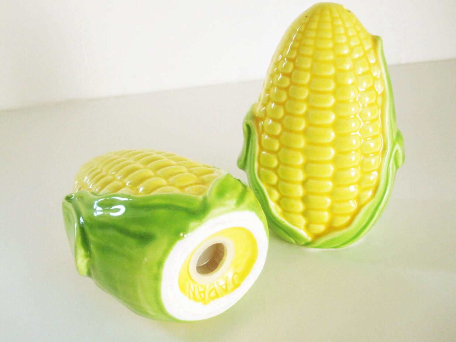 Sweet Corn Corn Salt and Pepper Shakers in Bright Yellow and Green
