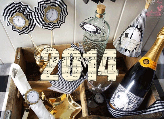 2014 New Years Party - gold and black elegant party - Printable Party - Happy New Year Il_570xn
