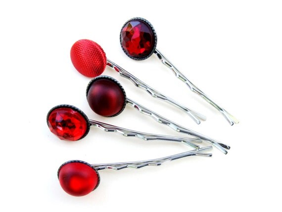 Valentines Hair Pin, Red Bobby Pin Gift Set