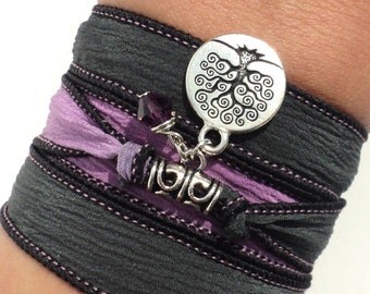 Tree of Life Silk Wrap Bracelet Yoga Jewelry Earthy Friendship Purple Mother Earth Unique Christmas Gift For Her Under 50 Item S4