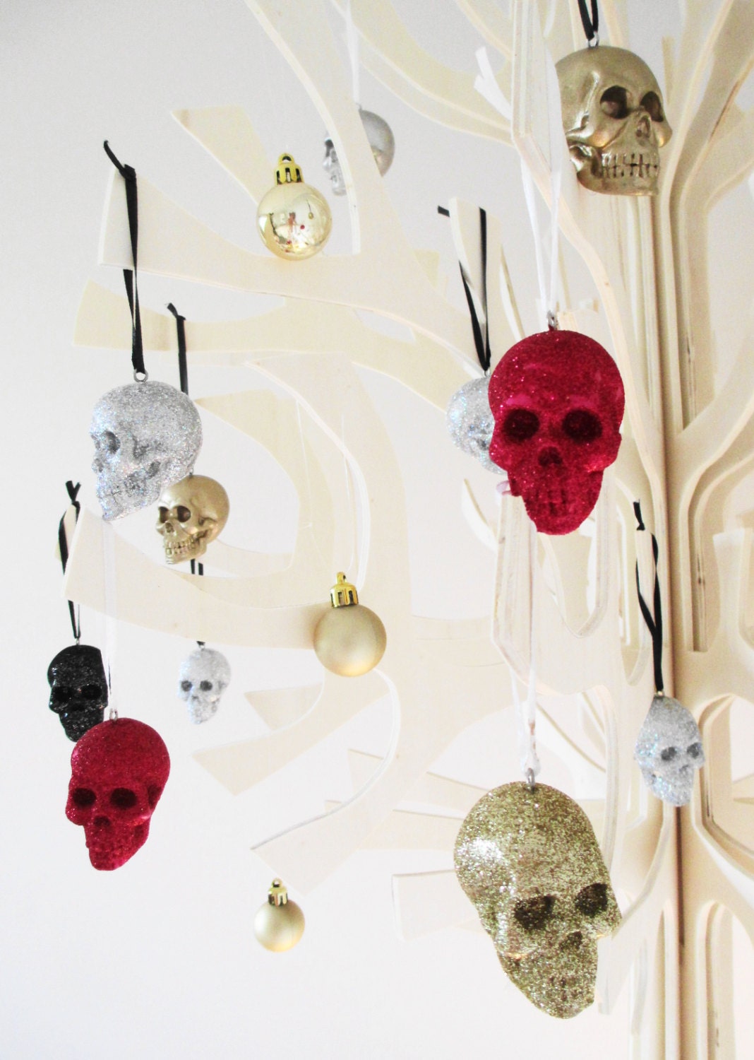 Glitter Skull Set 4 Glitter Skulls Skull Gothic Christmas