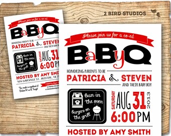 Baby Q invitation - BBQ baby shower - Coed baby shower - BBQ couples shower - DIY Printable bbq invitation