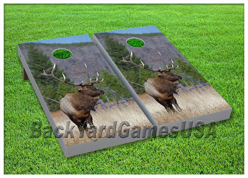 Custom Cornhole Boards w Bags Elk Deer Hunting Corn Hole