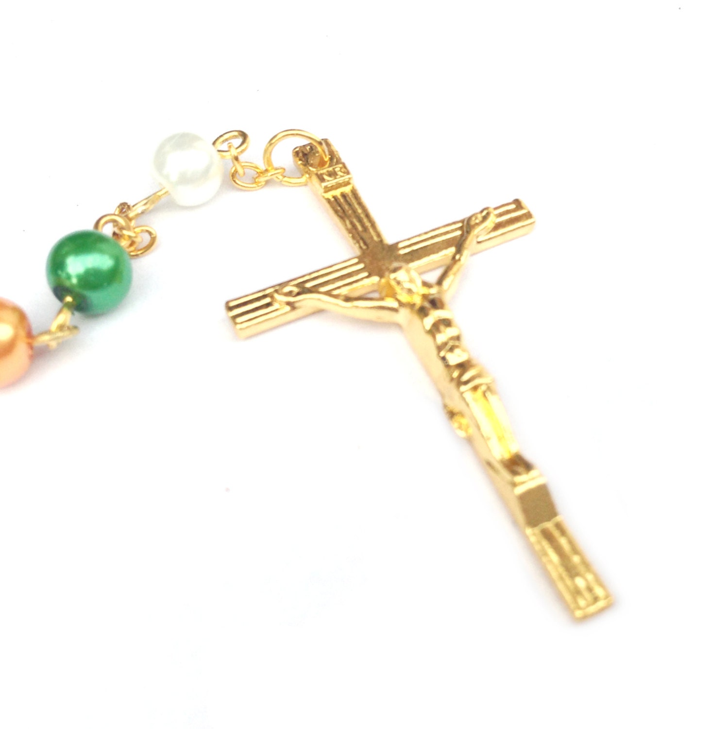 Irish Tricolour Themed Rosary Beads Handmade Gifts