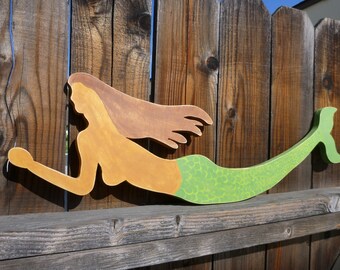 Mermaid wall hanging | Etsy - Primitive Wooden Mermaid Wall Hanging Nautical Ship Inspired Handmade