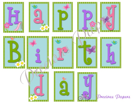 items similar to printable happy birthday banner park party banner pink