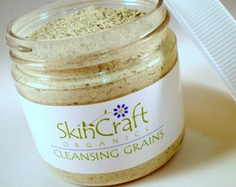 Organic Face Cleansing Grains / Face Mask for Oily to Normal Skin - Natural Facial Care - Facial Cleanser / Face Exfoliating Scrub - 2 oz